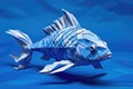 detailed origami koi fish swimming in blue water Royalty Free Stock Photo