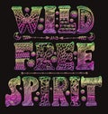 Detailed ornamental Wild Free Spirit quote designer