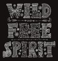 Detailed ornamental Wild Free Spirit quote designer