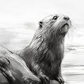 Detailed Otter Sketch With Depth Of Field Style By Tolkoei