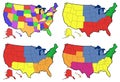 Four versions of regional map of United States