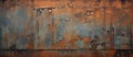 Detailed painting of a brown wood landscape art on a rusty metal wall Royalty Free Stock Photo
