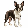 Detailed Painting Of A Cartoon Boston Terrier Dog