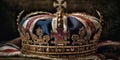 Detailed painting of Crown Jewels of the United Kingdom with British flag. Generative AI Royalty Free Stock Photo