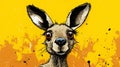 A Painting of a Portrait Kangaroo With Prominent Ears. Generative AI.