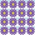 Detailed pattern featuring purple and blue flowers on white background, with stylized and geometric motifs