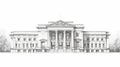 Detailed Pencil Drawing Of Classical Revival Building With Columns Royalty Free Stock Photo