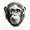 Detailed Pencil Portrait Of Chimpanzee: Realistic Illustration In 8k Resolution