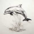 Detailed Penciling: Hyper-realistic Dolphin Jumping - Graphic Design Concept Art