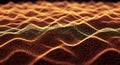 Detailed perspective view of orange sound wave patterns, creating an abstract landscape Royalty Free Stock Photo