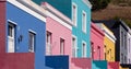 Detailed photo of houses in the Malay Quarter, Bo-Kaap, Cape Town, South Africa. Historical area of brightly painted houses Royalty Free Stock Photo