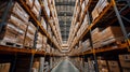 A detailed photo of a warehouse filled with neatly stacked pallets illustrating the improved inventory management and