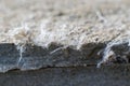 Detailed photography of roof covering material with asbestos fibres. Health harmful and hazards effects