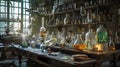 Photorealistic Science Laboratory with Glassware and Books