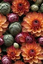Detailed Photorealistic Seamless Patterns of Dahlia Flowers