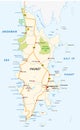 Detailed phuket road and beach vector map