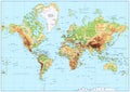 Detailed Physical World Map with labeling. No bathymetry Royalty Free Stock Photo