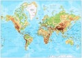 Detailed Physical World Map Royalty Free Stock Photo