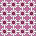 Detailed pink and white floral seamless repeating pattern with neon pop art motifs on dark background