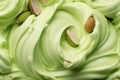 Detailed Pistachio Perfection: Explore the nuanced perfection of pistachio ice cream through an up-close macro lens