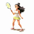 Detailed Pixel Art Illustration Of Tennis Girl In Lively 8-bit Style