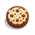 Detailed Pixel Cookie Icon: Brown & White Game-inspired Illustration