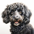 Detailed Portrait Of A Smiling Black Poodle In Airbrushing Style