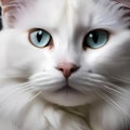 A detailed portrait of a Turkish Angora cat with long, flowing fur2