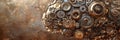 Detailed portrayal of a mechanical brain made up of various gears and cogs, highlighting intricate design and