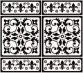 Lisbon style Azulejo tile seamless vector black and white pattern, elegant decorative design inspired by art from Portugal Royalty Free Stock Photo