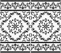 Lisbon style Azulejo tile seamless vector pattern, elegant decorative design inspired by art from Portugal with floral and geometr Royalty Free Stock Photo