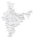 Detailed railway map of the main routes of India
