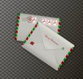 Detailed realistic Christmas mail envelopes, holiday mail,