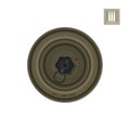 Detailed realistic image of anti-tank mine. Army explosive. Weapon icon. Military object