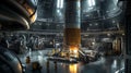 Inside a Futuristic Rocket Assembly Facility with Workers Royalty Free Stock Photo