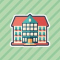 City hotel sticker flat icon with color background.