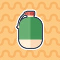 Tourist flask sticker flat icon with color background. Royalty Free Stock Photo