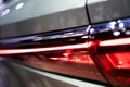 Detailed rear view of modern car back lights. bokeh light background Royalty Free Stock Photo