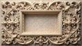 Rectangular Frame with Elaborate Floral and Scrollwork Carvings. Royalty Free Stock Photo