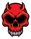Detailed Red Demon Devil Skull Head Illustration Royalty Free Stock Photo