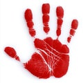 Detailed Red Handprint on White Background for Fingerprint Identification in Criminal Forensics Royalty Free Stock Photo