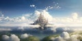 Detailed render of a fantastical floating castle amidst the clouds , concept of Majestic architecture