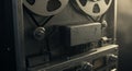 Moody close-up of a vintage reel-to-reel tape deck Royalty Free Stock Photo