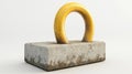 Detailed rendering of a crane hook holding a concrete slab, isolated on a white background. Royalty Free Stock Photo