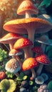 A detailed rendering of different types of fungi Royalty Free Stock Photo