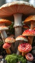 A detailed rendering of different types of fungi Royalty Free Stock Photo