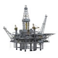 Detailed illustration of a complex offshore oil and gas drilling platform isolated on white background Royalty Free Stock Photo