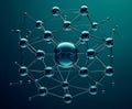 Complex molecular structure displayed in a captivating blue-green hue with detailed interconnections Royalty Free Stock Photo