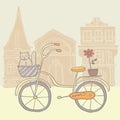 Detailed retro bicycle with backet