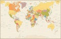 Detailed retro political World Map Royalty Free Stock Photo